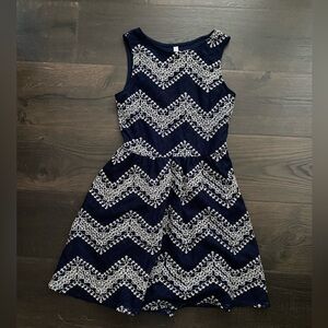 Exhilaration navy blue and white dress size Med